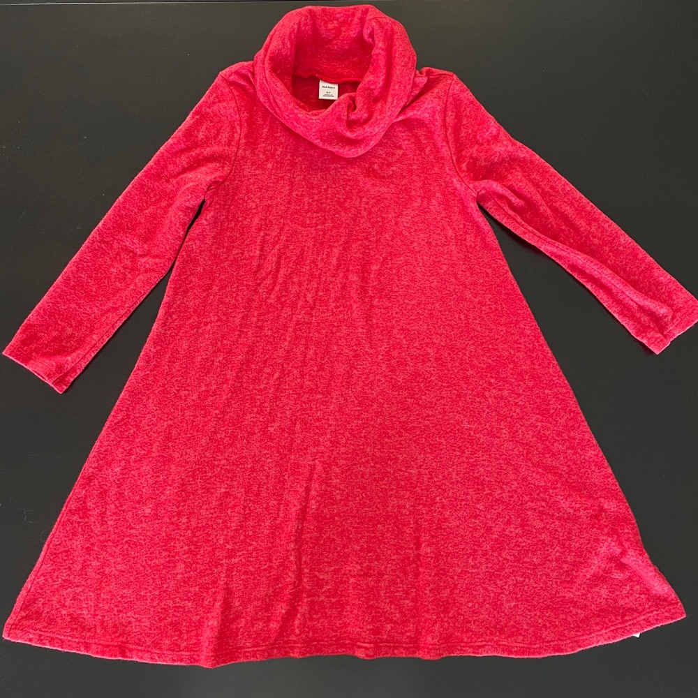 Old Navy 5T Red cowl neck plush knit dress girls